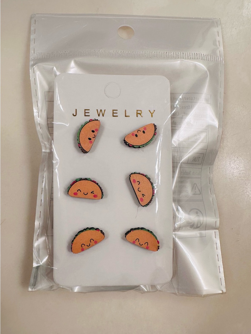 Cute Taco Stud Earring Set - Orange & Green